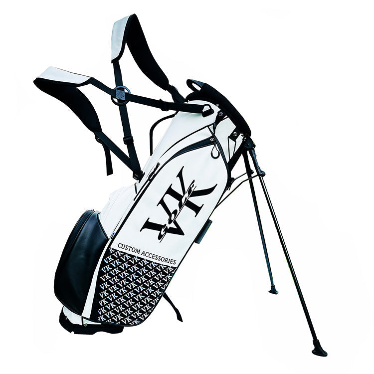 Custom golf bag in microfibre leather finish and waterproof zipper