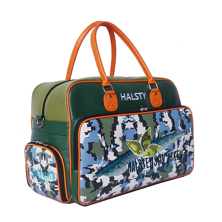 custom golf apparel bag personalized with camo print and company logo