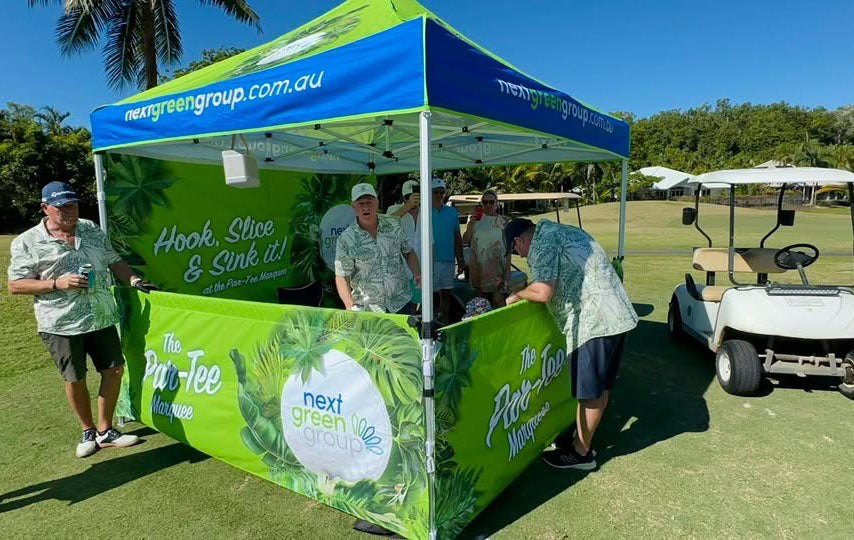 custom golf marquee on the golf course during a golf event