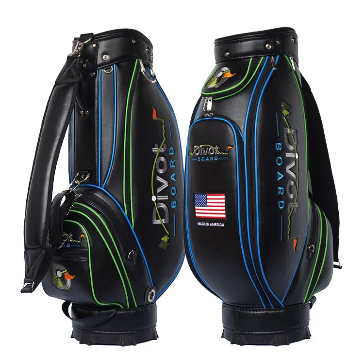 custom lightweight golf tour bag - black leather