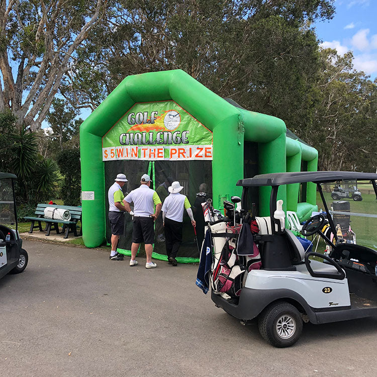 custom inflatable golf challenge game at golf course