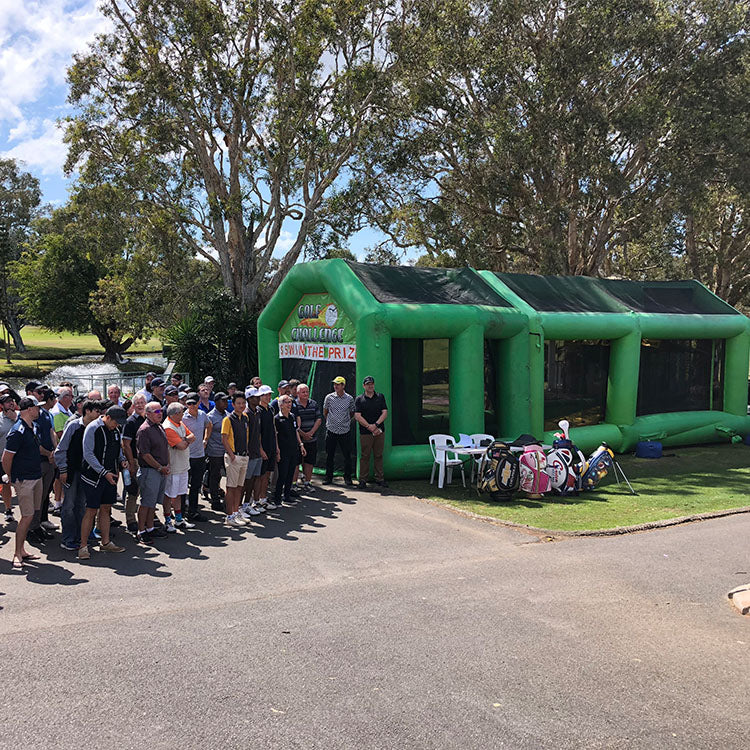 custom inflatable golf challenge on charity golf day