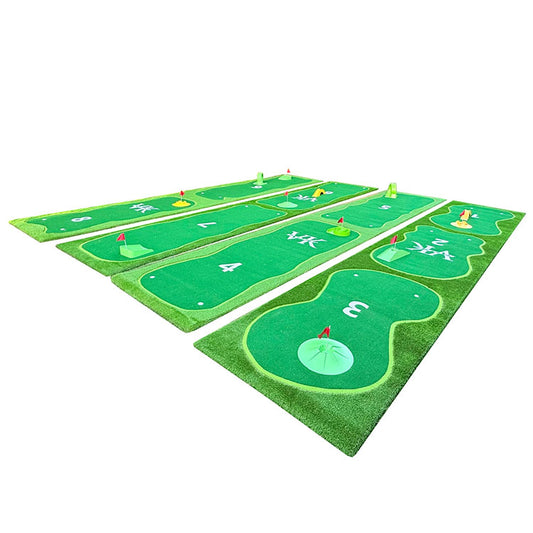custom logo putting green made from premium turf for indoor or outdoor use.
