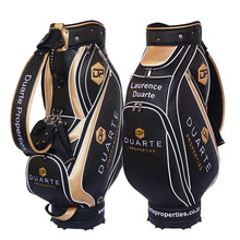 Load image into Gallery viewer, Custom golf staff tour bag - gold and black
