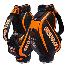 Load image into Gallery viewer, Custom golf staff tour bag - Black &amp; orange
