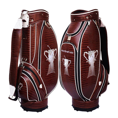 custom leather golf bag vegan bags customised logo personalised gift  - VK Golf Australia